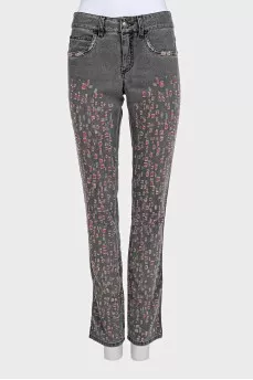 Сірі джинси skinny fit з ефектом рваності