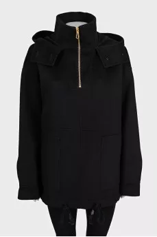 Черный худи oversize из шерсти