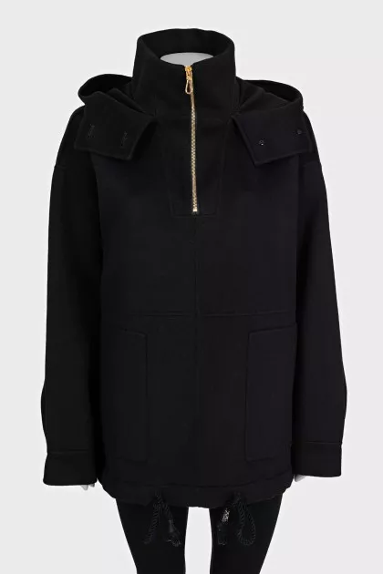 Чорне худі oversize з вовни