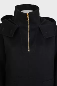 Черный худи oversize из шерсти