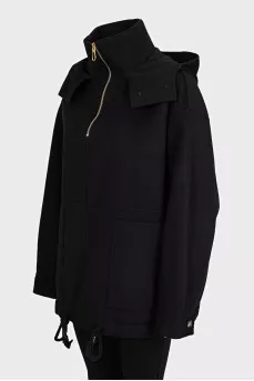 Черный худи oversize из шерсти