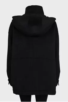 Черный худи oversize из шерсти