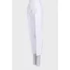 White tapered trousers with a zipper