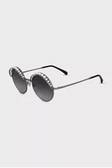 Круглі сонцезахисні окуляри декоровані намистинами