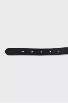Black leather belt with metal decor