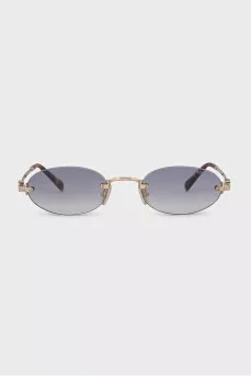 Oval sunglasses with gold temples