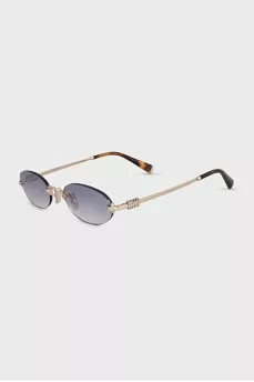 Oval sunglasses with gold temples