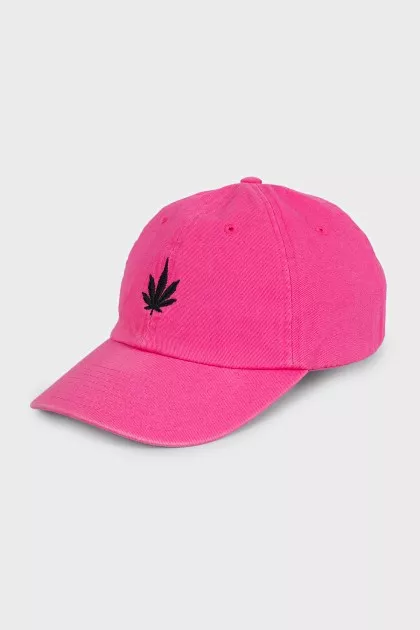Pink cap with embroidery