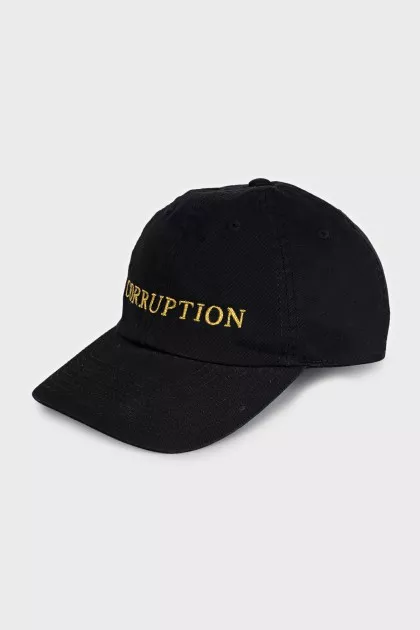 Black cap decorated with embroidery