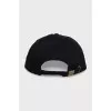Black cap decorated with embroidery