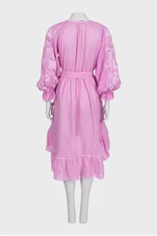 Fitted wrap dress decorated with embroidery