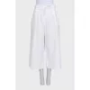 White cropped trousers with elastic waistband