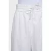 White cropped trousers with elastic waistband