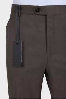 Brown wool trousers with tag