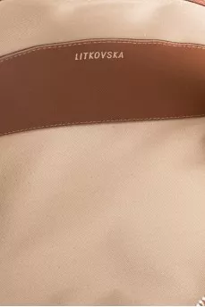 Коричневая кожаная сумка через плечо на молнии