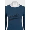 Blue cashmere jumper with raw edge