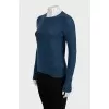 Blue cashmere jumper with raw edge
