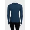 Blue cashmere jumper with raw edge