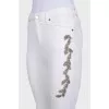 White skinny fit jeans with embroidery