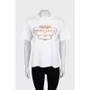 White T-shirt with a signature print