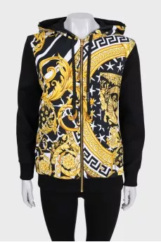 Black sports sweatshirt with a signature print