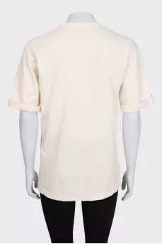 Beige T-shirt with gold embroidery