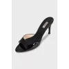 Black patent leather heeled mules