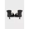 Black patent leather heeled mules