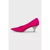 Kitten-heeled textile shoes