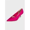 Kitten-heeled textile shoes