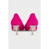 Kitten-heeled textile shoes
