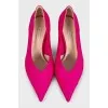 Kitten-heeled textile shoes