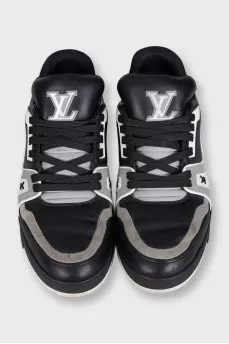 Мужские черно-белые кроссовки LV Trainer