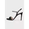 Textile sandals with rhinestones on the strap