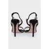 Textile sandals with rhinestones on the strap