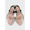 Textile sandals with rhinestones on the strap