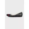 Green leather ballet flats with signature embellishments