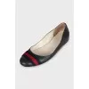 Green leather ballet flats with signature embellishments