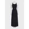 Black maxi dress with silk belt