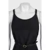 Black maxi dress with silk belt