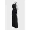Black maxi dress with silk belt