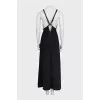 Black maxi dress with silk belt