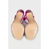 Рожеві блискучі босоніжки зі шкіри
