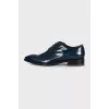 Men's blue leather lace-up shoes