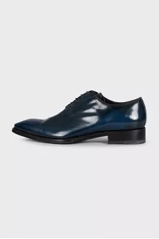 Men's blue leather lace-up shoes