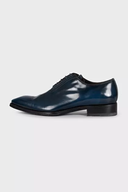 Men's blue leather lace-up shoes