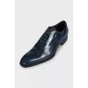 Men's blue leather lace-up shoes