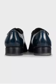 Men's blue leather lace-up shoes