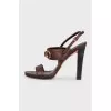 Leather heeled sandals with gold embellishments