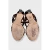 Leather heeled sandals with gold embellishments